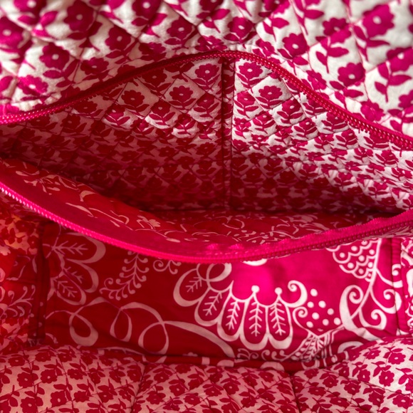 Vera Bradley Shoulder Bag Twirly Bird Pattern Purse Hot Pink White Carry On Bag - Picture 9 of 16